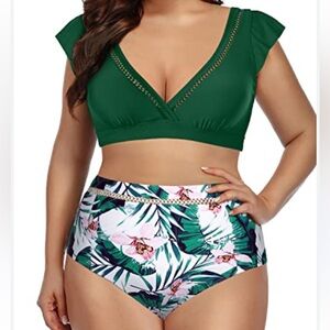 Daci two piece swim suit, full coverage bottoms